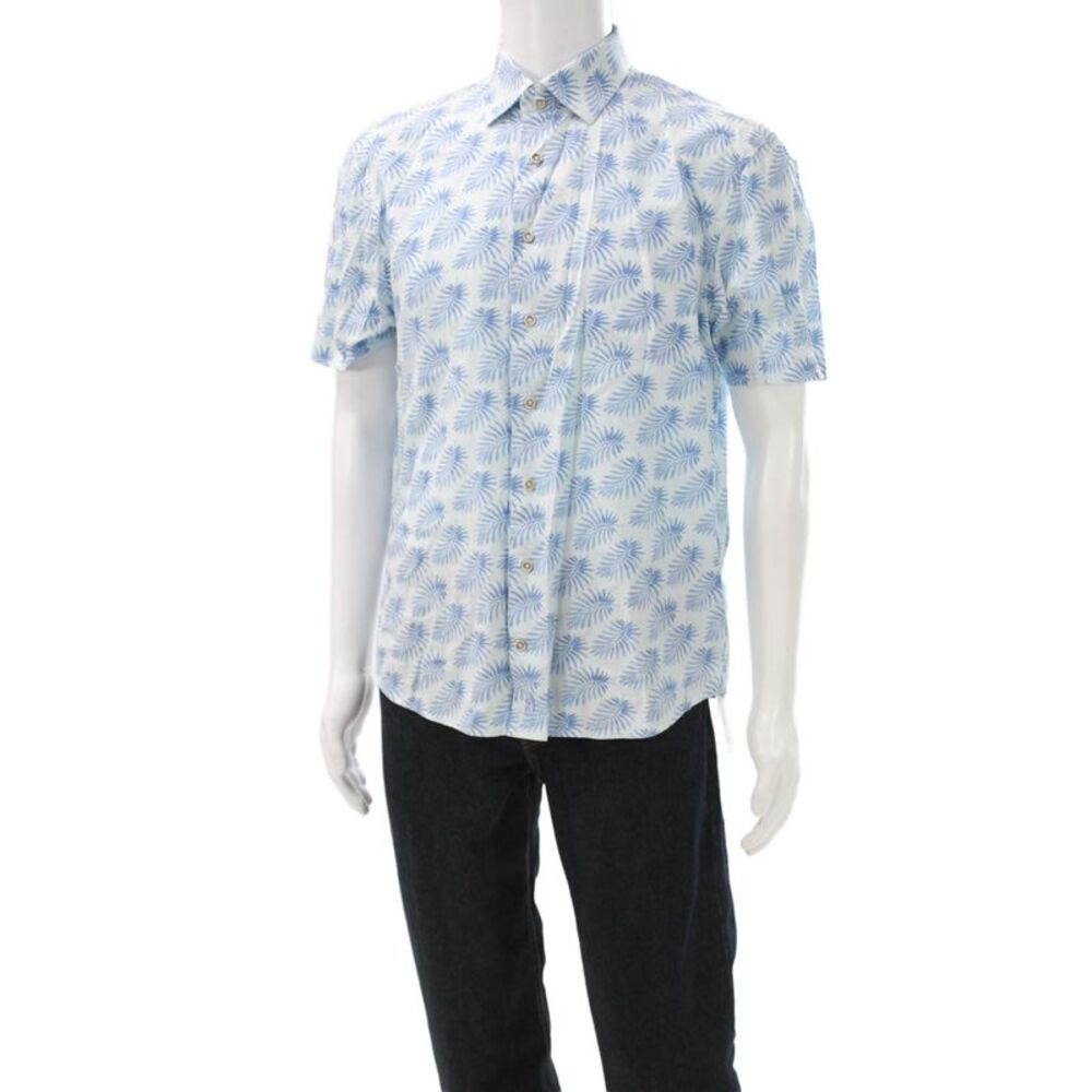 Johnnie-o Mens Hangin Out Button Down Shirt Blue Cotton Size Medium